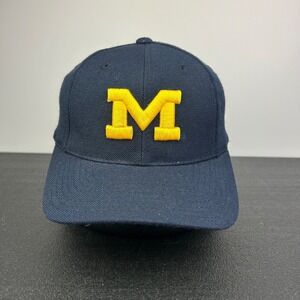 Vintage 90s Puma Michigan Wolverines Hat Cap Snap Back Adjustable Navy Blue